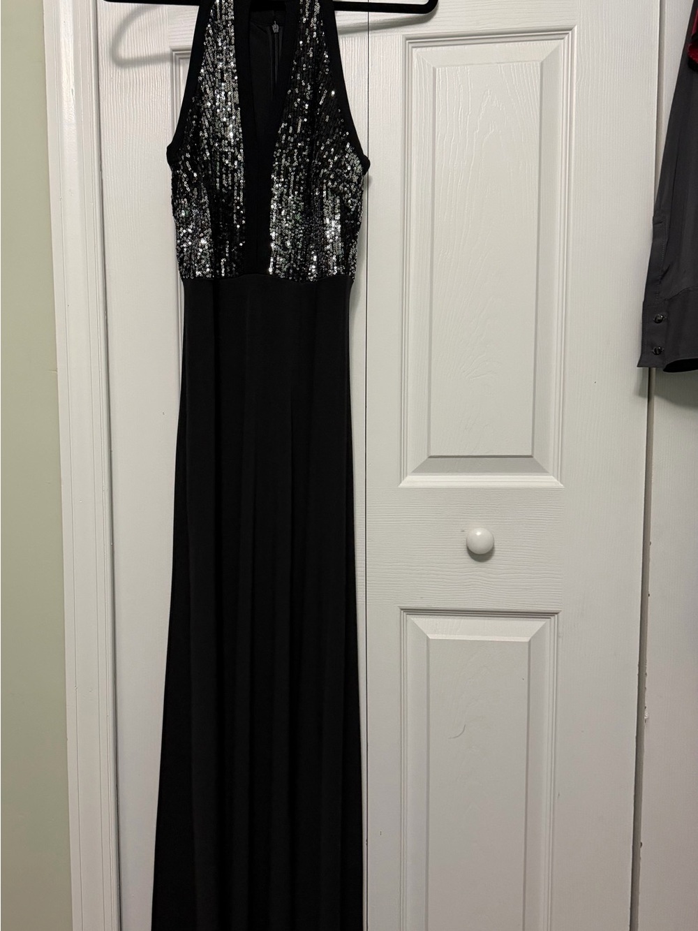 VENUS Black Halter Sequin Evening Gown